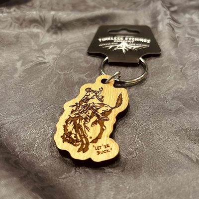 Pendleton Round-Up Wooden Cut Out Bucking Horse Keychain