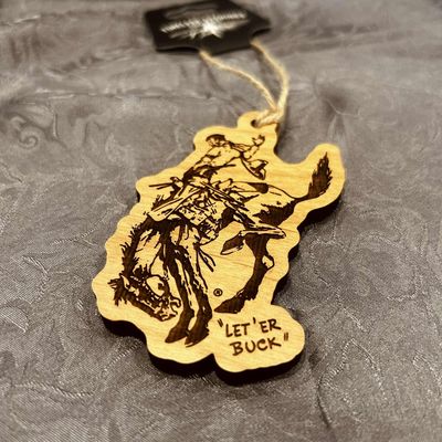 Pendleton Round-Up Wooden Cut Out Bucking Horse Ornament