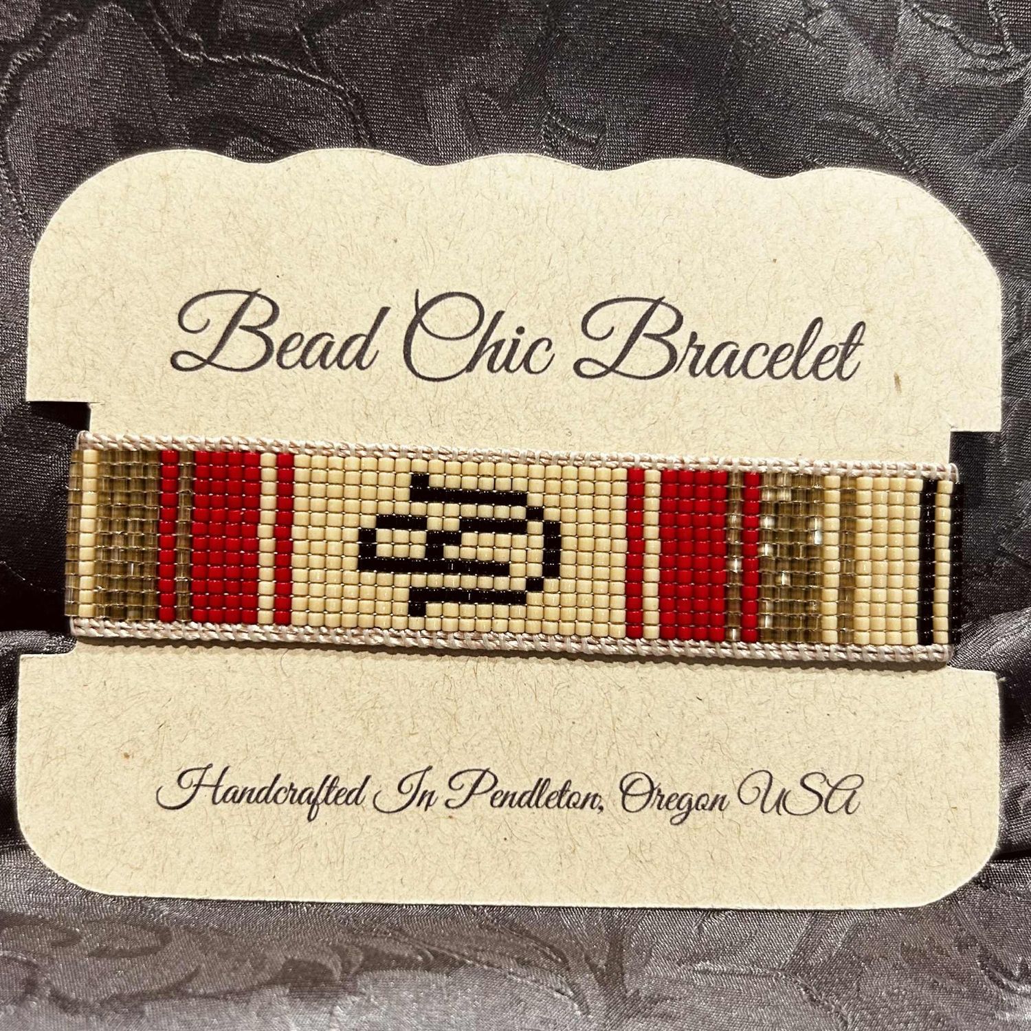 Pendleton Round-Up Red RU Beaded Bracelet