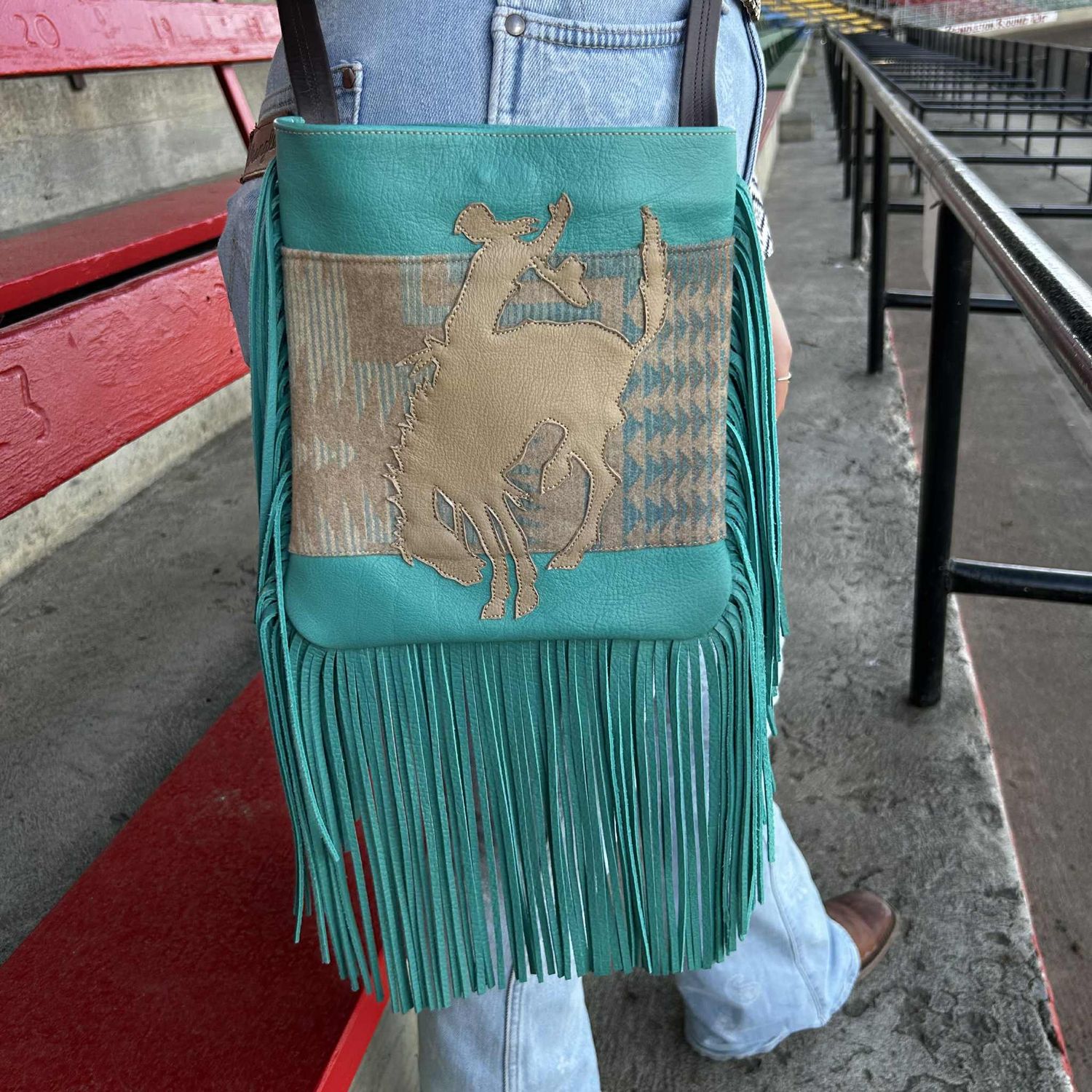 Pendleton Round-Up Wool Purse, Color: Teal and Tan