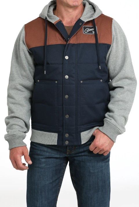 Men's Cinch Men's Pendleton Round-Up Brown &amp; Blue Canvas Hoodie Jacket