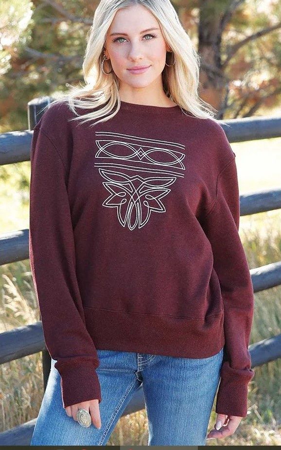 Ladies Cruel Pendleton Round-Up Boot Stitch Crewneck