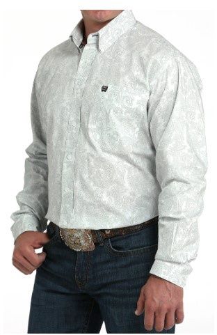 Men's Cinch Pendleton Round-Up White Paisley Long Sleeve Button Up