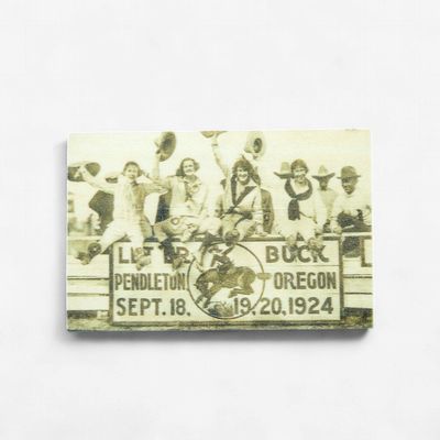 Pendleton Round-Up Wooden Four Cowgirls Magnet