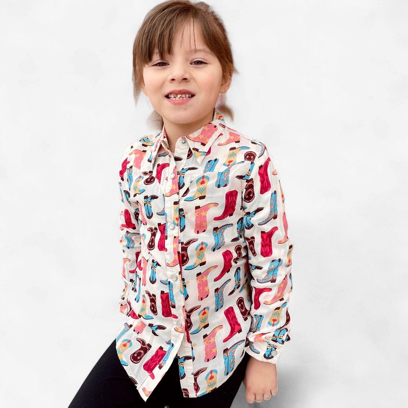 Youth Girls Roper Pendleton Round-Up Boot Long Sleeve Snap