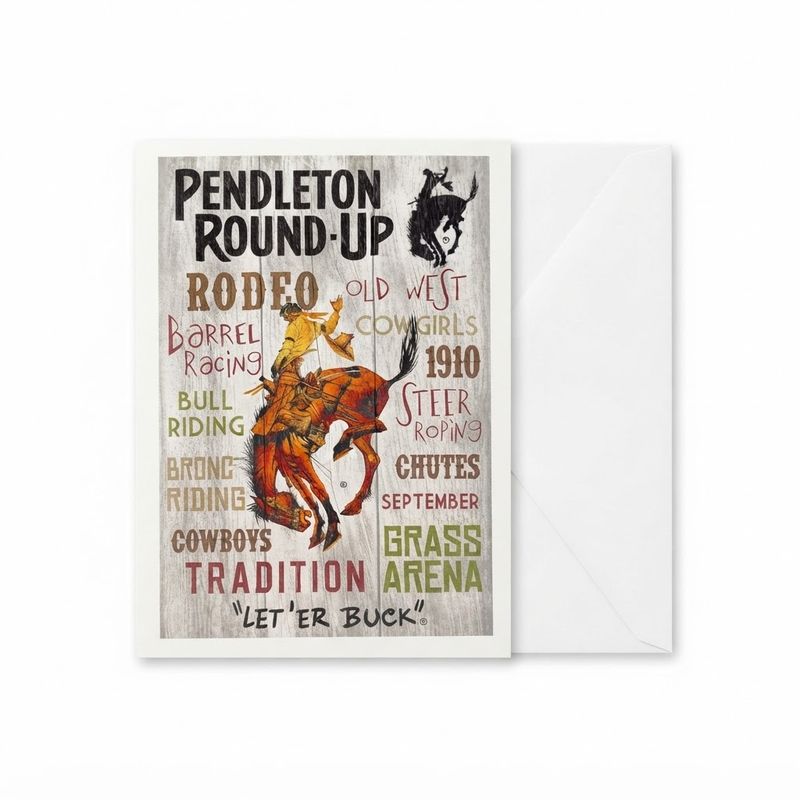 Single Pendleton Round-Up Typography Greeting Card