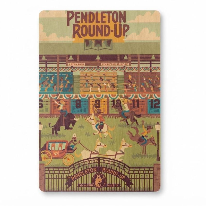 Pendleton Round-Up Wooden Geometric Postcard