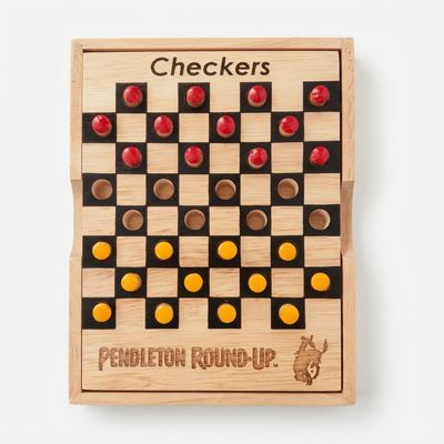 Pendleton Round-Up Teak Checkers Set