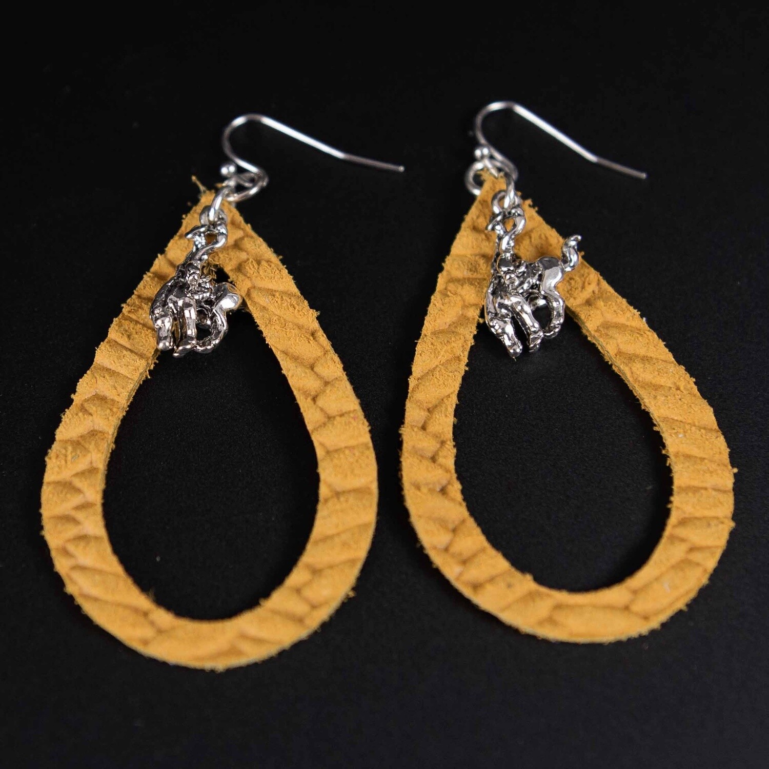 Pendleton Round-Up Mustard Leather Teardrop Earrings