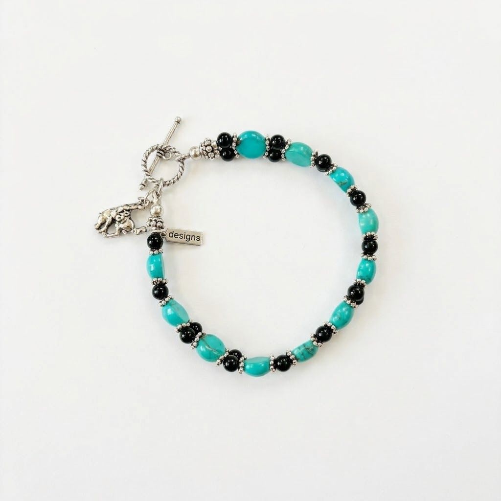 Pendleton Round-Up Turquoise and Onyx Stone Bracelet