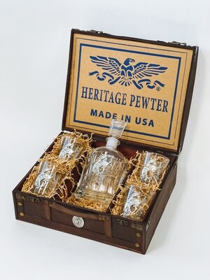 Pendleton Round-Up Pewter Decanter Chest Set