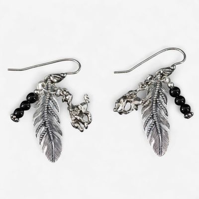 Pendleton Round-Up Onyx Feather Earrings