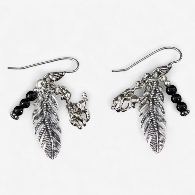 Pendleton Round-Up Onyx Feather Earrings