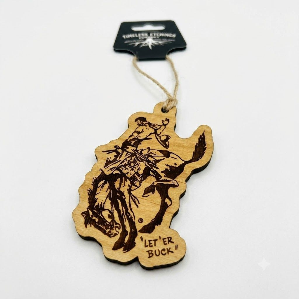 Pendleton Round-Up Wooden Cut Out Bucking Horse Ornament
