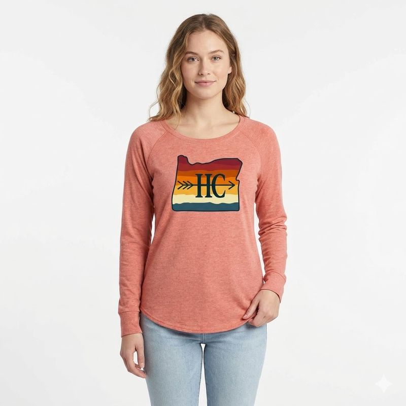 Ladies Happy Canyon Sunset Oregon Long Sleeve Tee