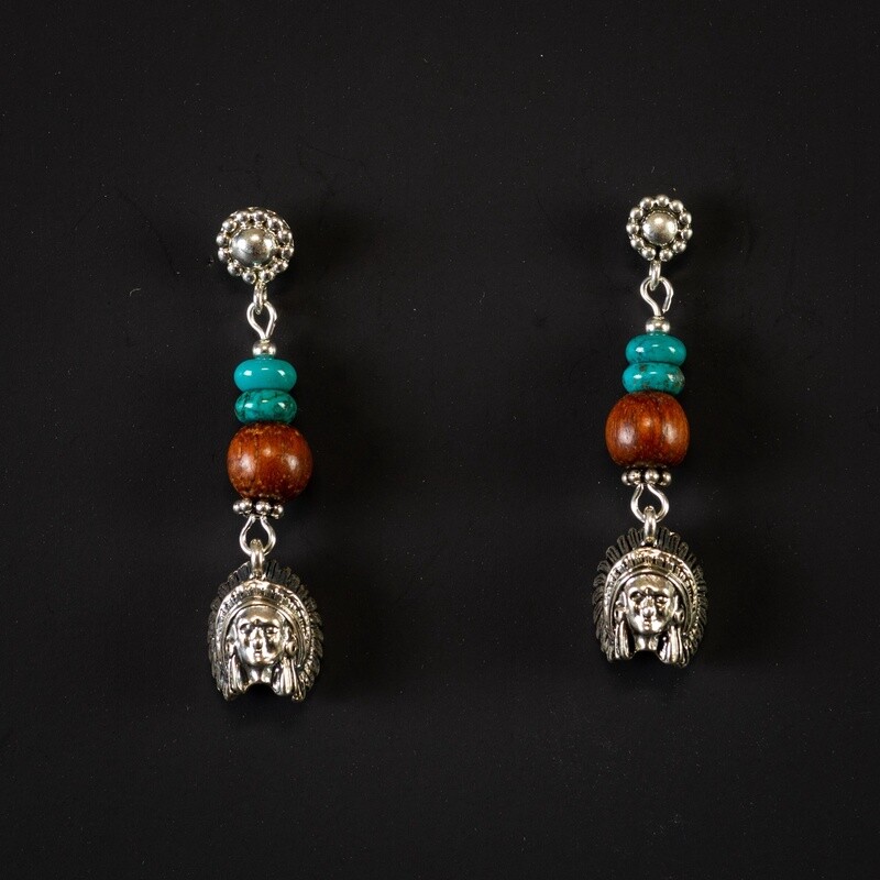 Happy Canyon Turquoise Wood Earrings