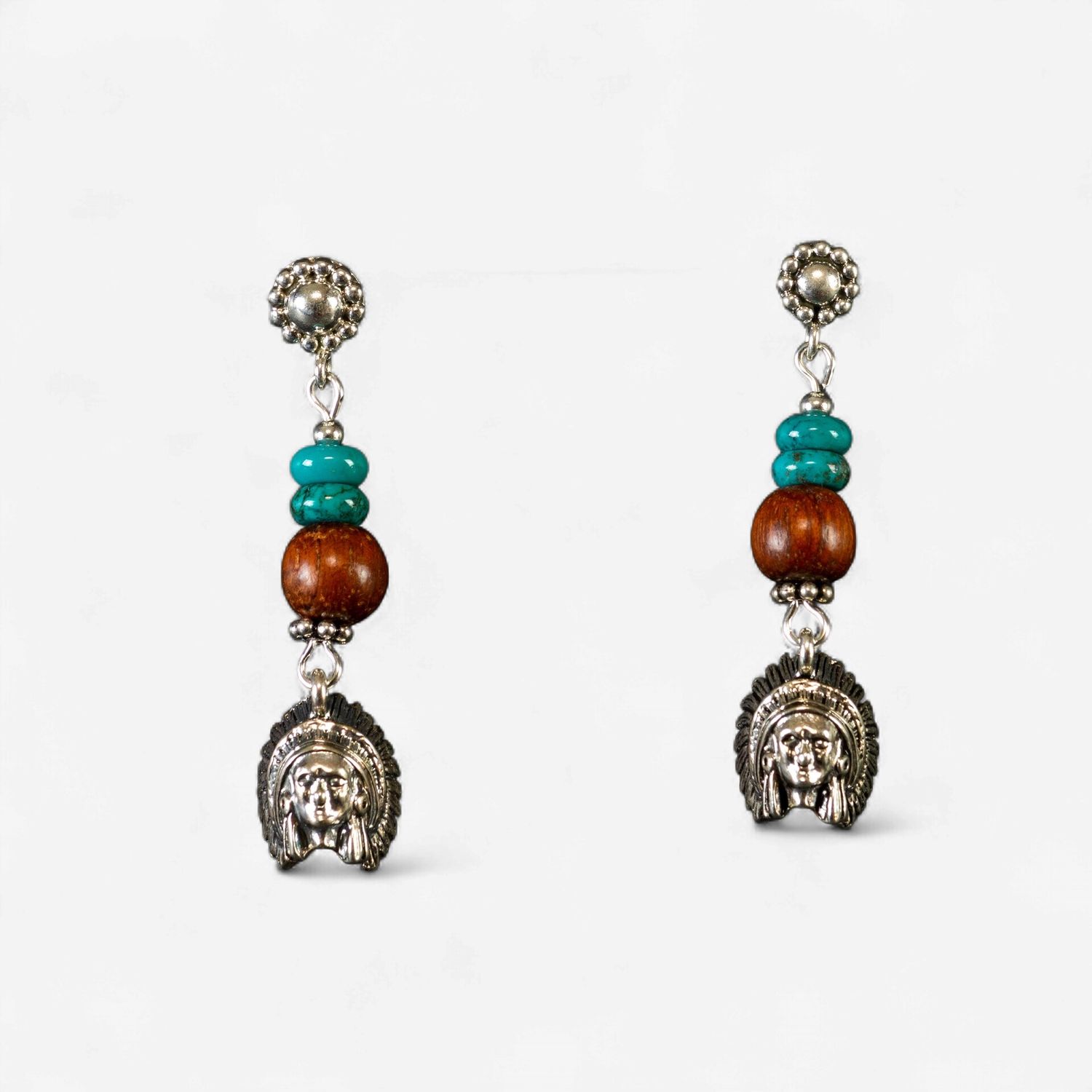 Happy Canyon Turquoise Wood Earrings