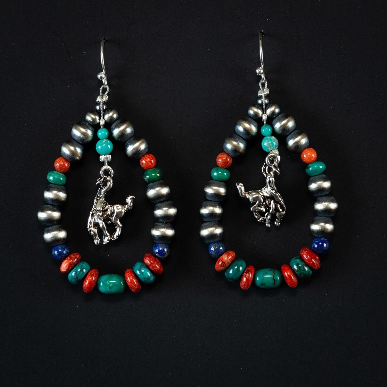 Pendleton Round-Up Navajo Pearl Coral Earrings