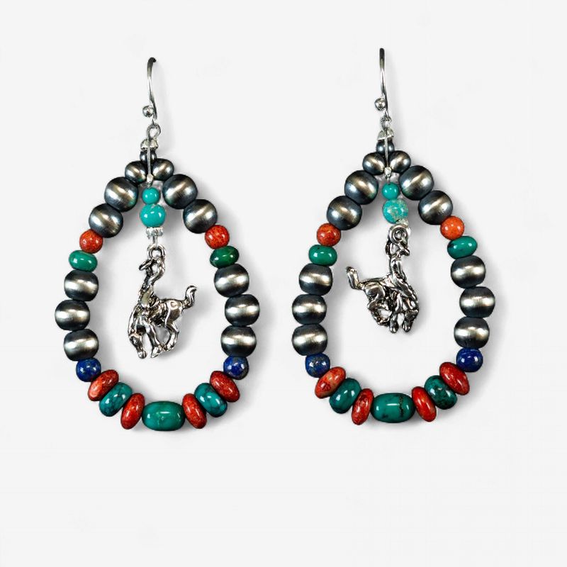 Pendleton Round-Up Navajo Pearl Coral Earrings