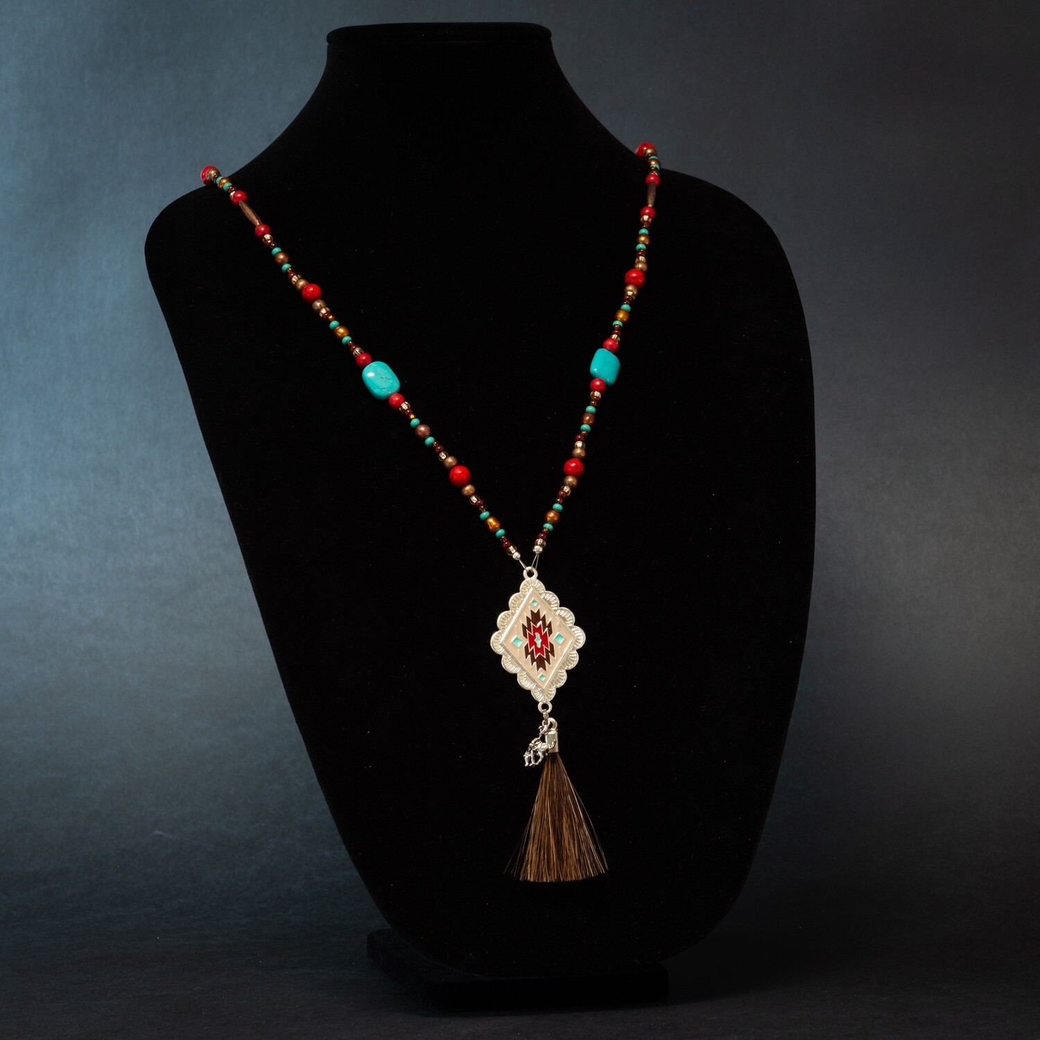 Pendleton Round-Up Horse Hair Chama Tassel Necklace