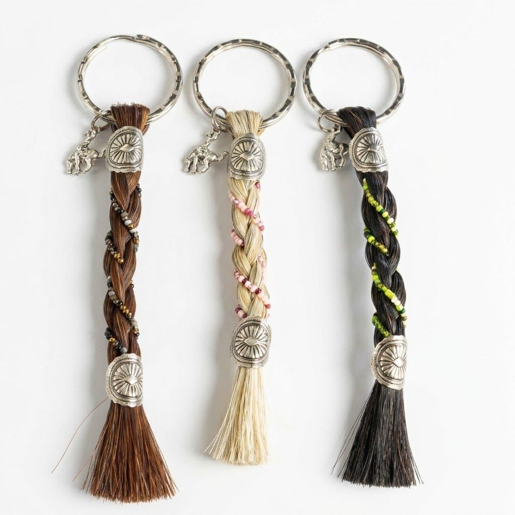 Pendleton Round-Up Beaded Horse Hair Keychain
