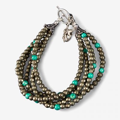 Pendleton Round-Up Pyrite and Turquoise Stone Bracelet