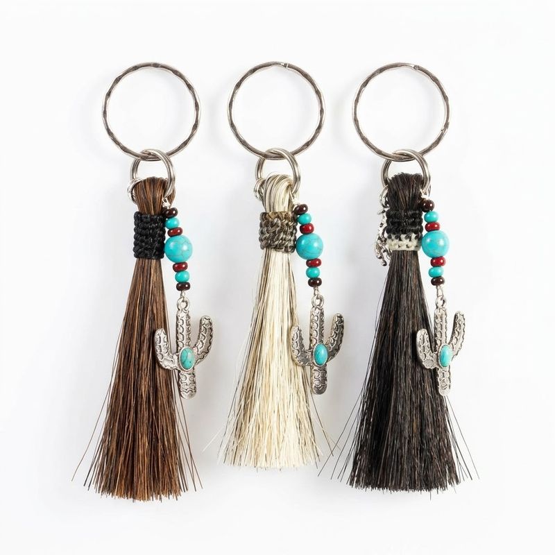 Pendleton Round-Up Horse Hair Cactus Keychain