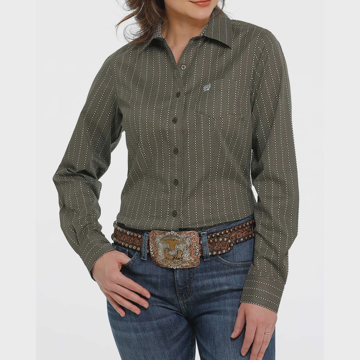 Ladies Cinch Pendleton Round-Up Green Dot Pinstrip