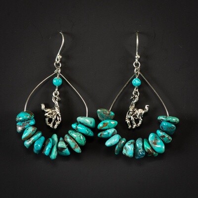 Pendleton Round-Up Turquoise Loop Wire Earrings