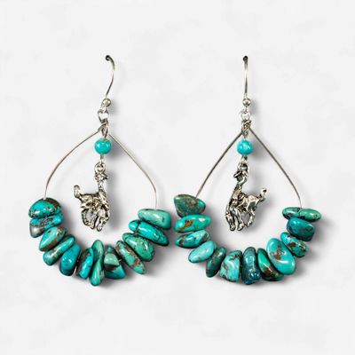 Pendleton Round-Up Turquoise Loop Wire Earrings