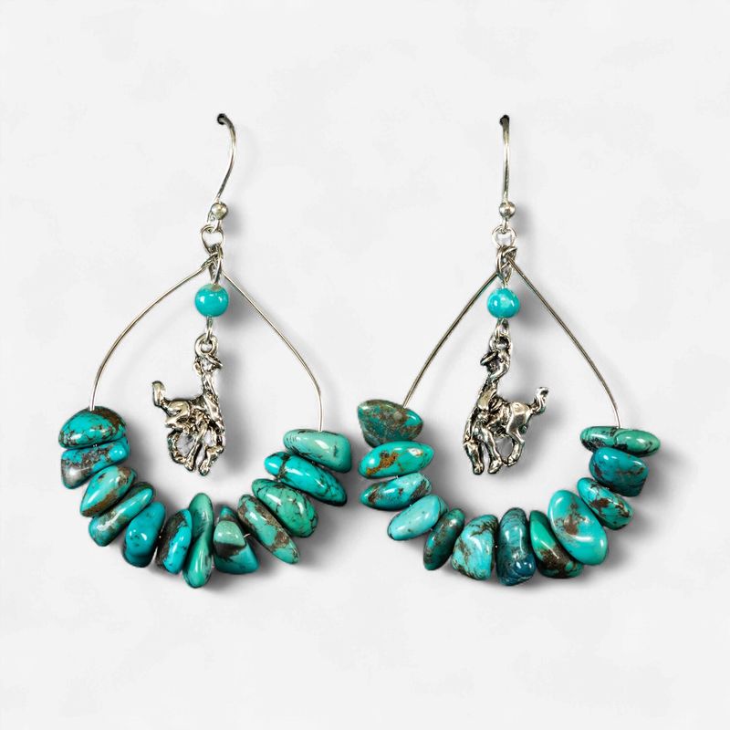 Pendleton Round-Up Turquoise Loop Wire Earrings