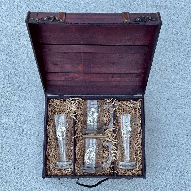 Pendleton Round-Up Pewter Beer Chest Set