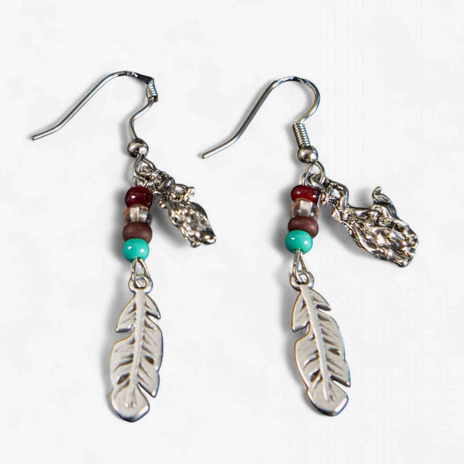 Pendleton Round-Up Beaded Feather Earrings