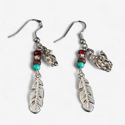 Pendleton Round-Up Beaded Feather Earrings