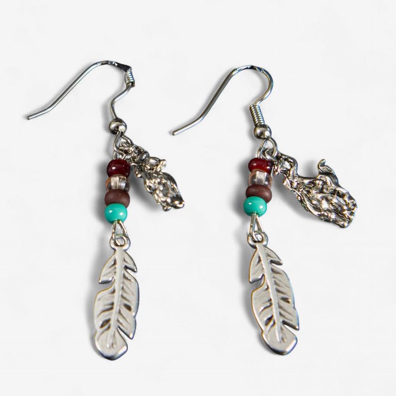 Pendleton Round-Up Beaded Feather Earrings
