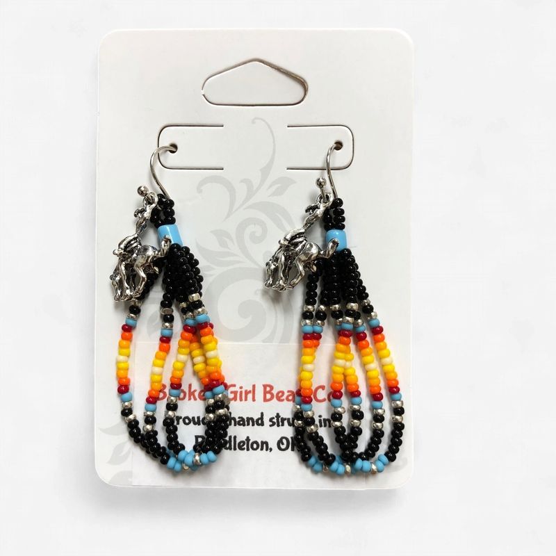 Black Beaded Loop Earrings