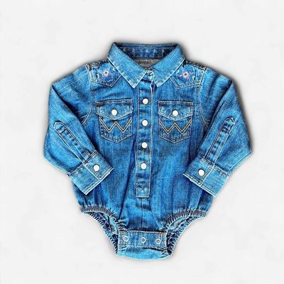 Infant Girls Wrangler Pendleton Round Up Denim Long Sleeve Onesie