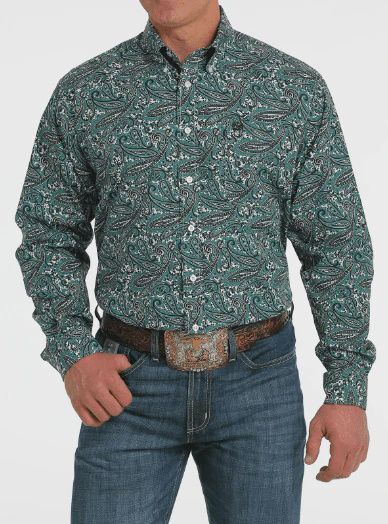 Men's Cinch Pendleton Round-Up Teal Paisley Long Sleeve Button Up