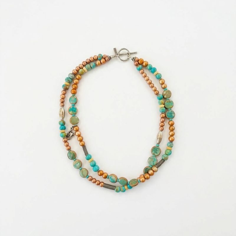 Pendleton Round-Up Turquoise Gold Pearl Necklace