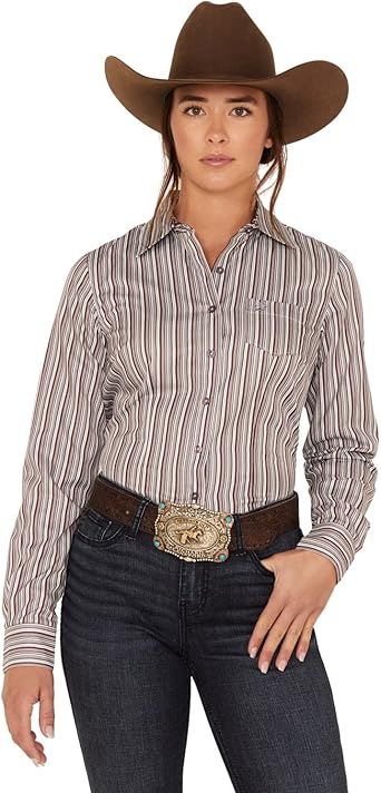 Ladies Cruel Pendleton Round-Up Pinstripe Long Sleeve Button Up