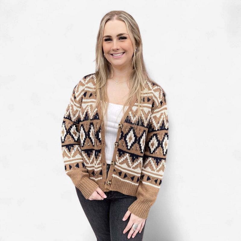 Ladies Stetson Pendleton Round-Up Aztec Sweater Cardigan