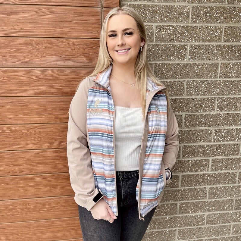 Ladies Hooey Pendleton Round-Up Tan Serape Stripe Softshell Jacket