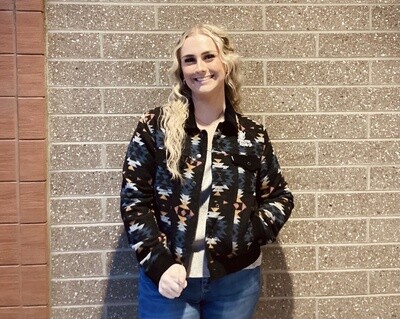 Ladies Hooey Pendleton Round-Up Black Aztec Bomber Jacket