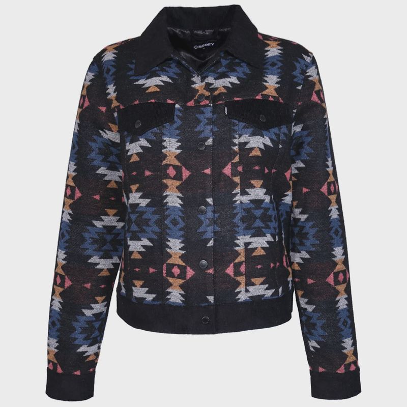 Ladies Hooey Pendleton Round-Up Black Aztec Bomber Jacket