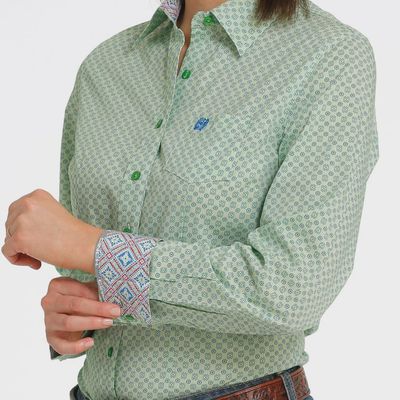 Ladies Cinch Pendleton Round-Up Green/Teal Long Sleeve Button Up