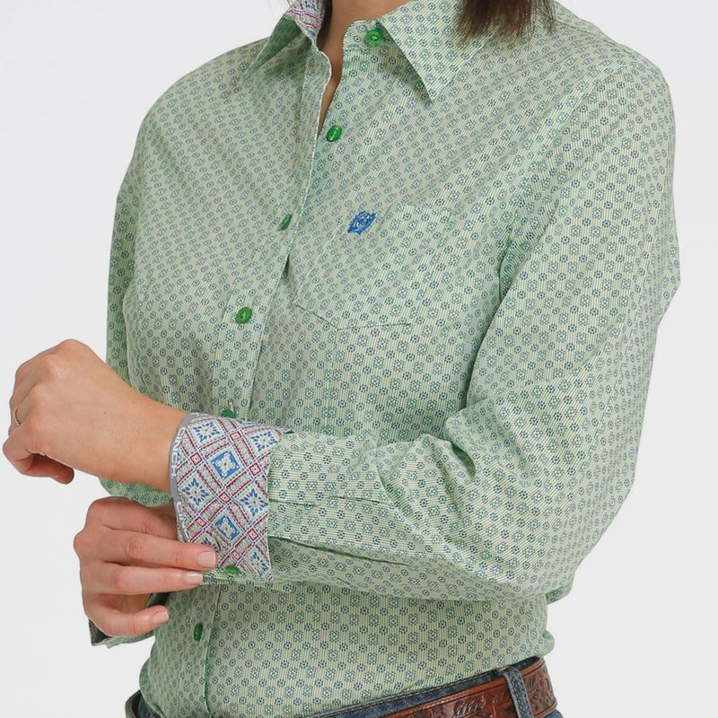Ladies Cinch Pendleton Round-Up Green/Teal Long Sleeve Button Up