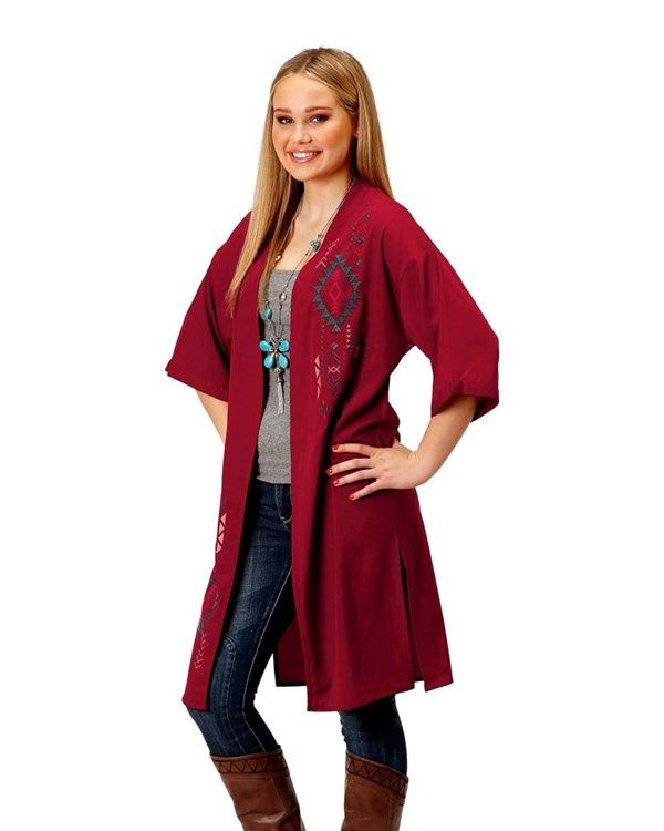 Ladies Roper Pendleton Round-Up Burgundy Aztec Duster