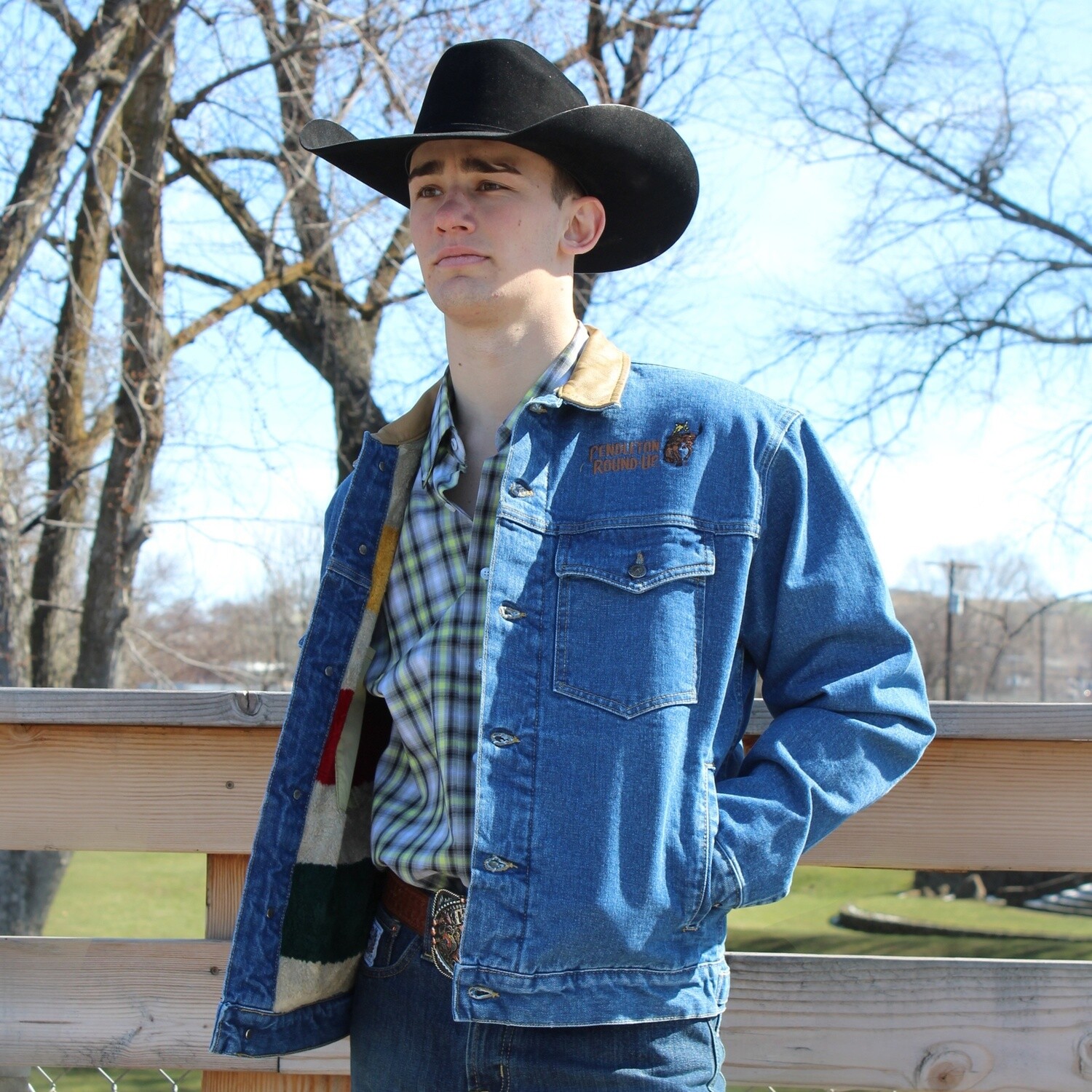 Men's Schaefer Pendleton Round-Up Fleece Lined Denim Jacket