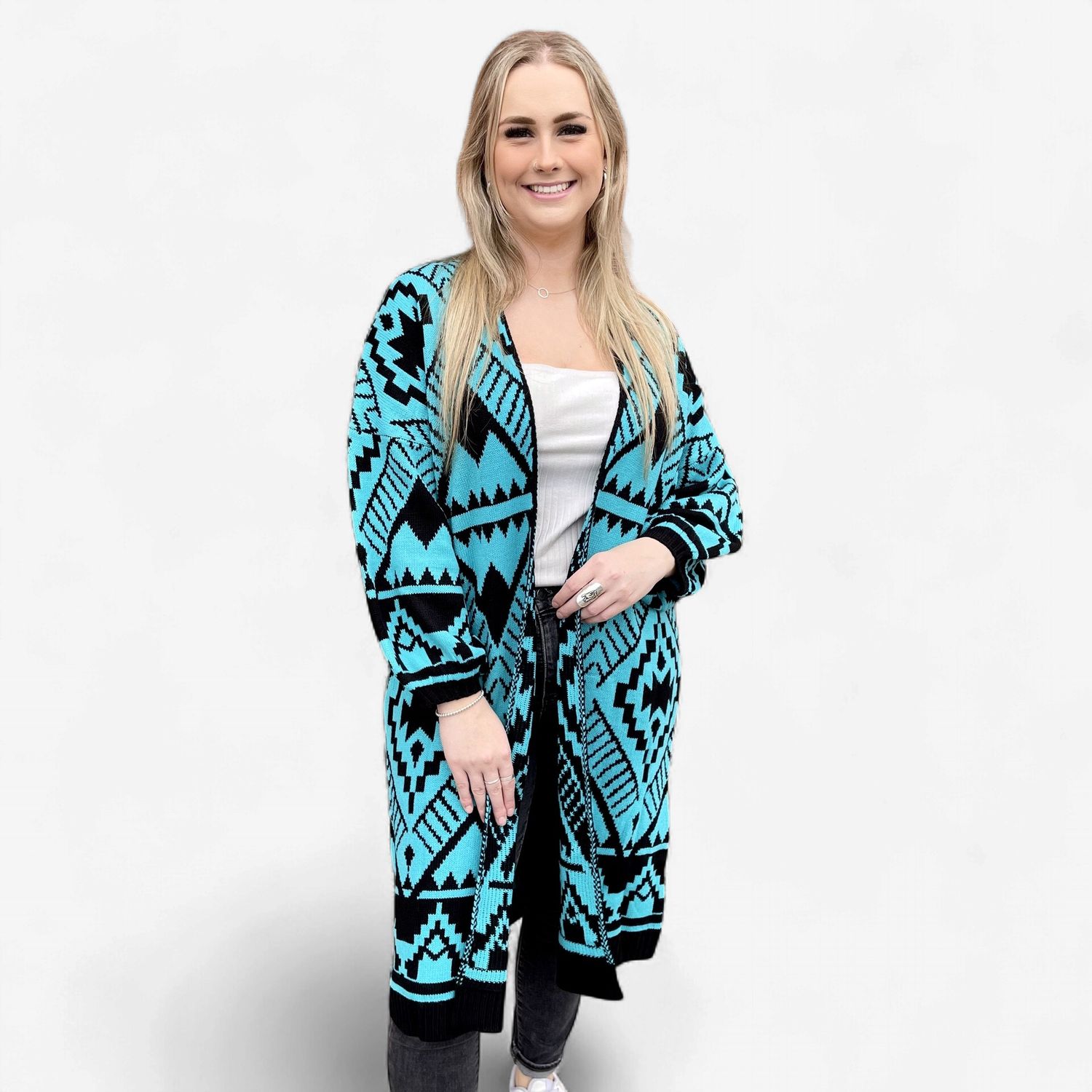 Ladies Wrangler Pendleton Round-Up Turquoise Aztec Cardigan