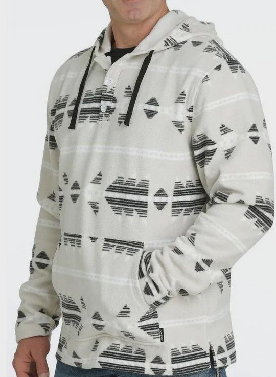 Men's Cinch Pendleton Round-Up White 1/4 Button Hooded Fleece